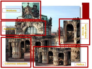 Molduras




                        medio punto
                         Arco de
Arquivolta   v




Columnas adosadas   Pórtico
 