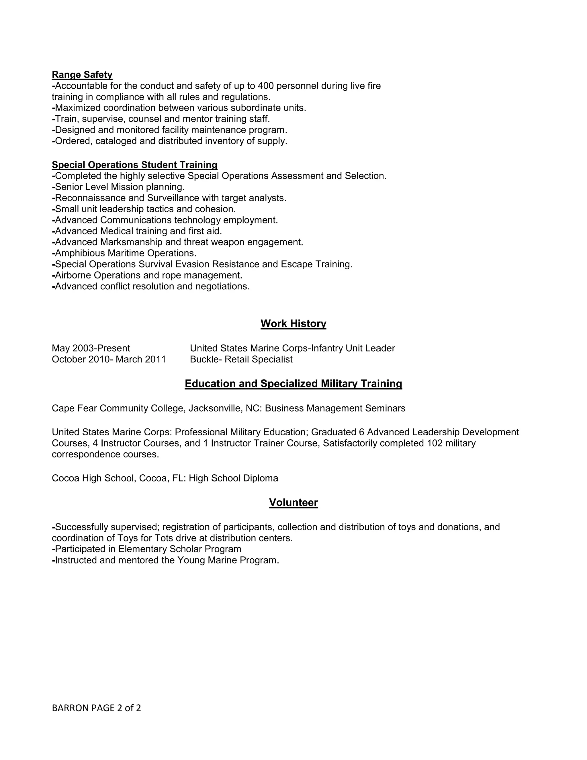 Barron resume | PDF
