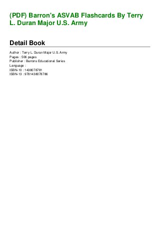 (PDF) Barron's ASVAB Flashcards By Terry L. Duran Major U.S. Army