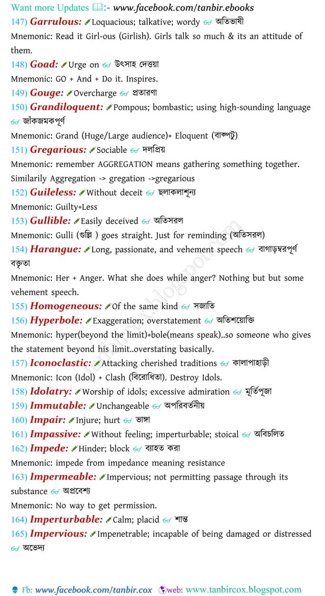 Gre Vocabulary With Bangla Meaning Pdf Download