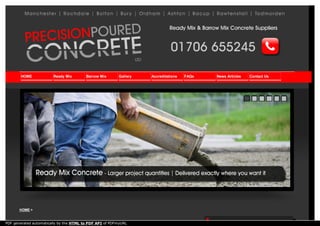 HOME >
HOME Ready Mix Barrow Mix Gallery Accreditations FAQs News Articles Contact Us
PDF generated automatically by the HTML to PDF API of PDFmyURL
http://www.precisionpouredconcrete.com
 