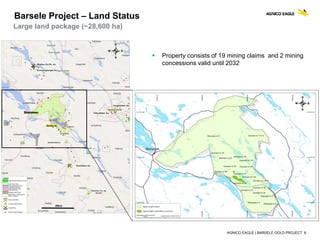 AGNICO EAGLE | BARSELE GOLD PROJECT 6
Barsele Project – Land Status
Large land package (~28,600 ha)
 Property consists of 19 mining claims and 2 mining
concessions valid until 2032
20km
Storuman
 