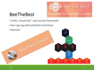 BeeTheBest
A diák „irányíthatja” saját tanulási folyamatát
Nem egy-egy pillanatfelvétel eredménye
Motiváló
10:55 15
 
