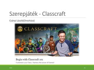 Szerepjáték - Classcraft
Csányi László(Orosháza)
10:55 21
 