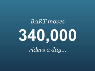 BART moves

340,000
 riders a day...
 
