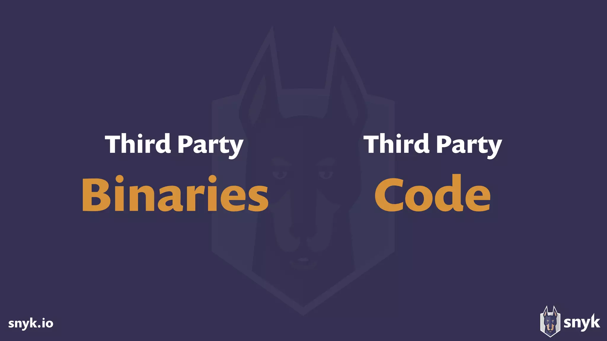 snyk.io
Third Party 
Binaries
Third Party 
Code
 