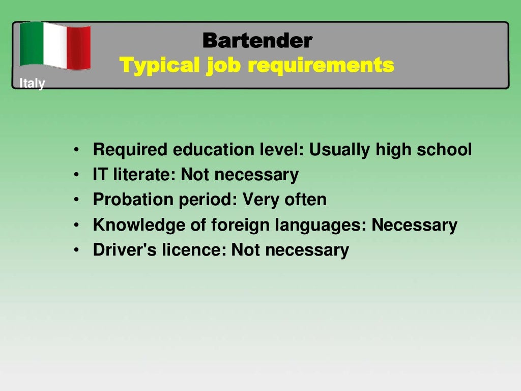 Bartender - Job and Salary in Italy