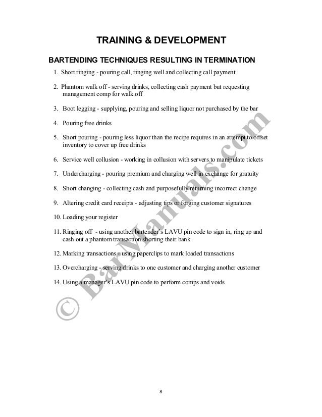 bartender training manual