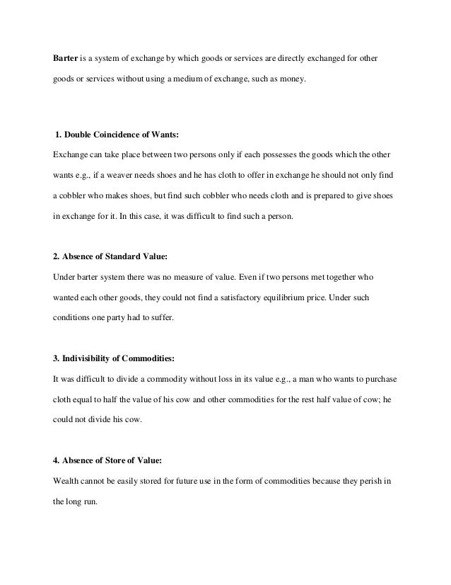 Barter System Notes Now