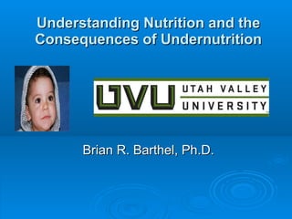 Understanding Nutrition and the Consequences of Undernutrition Brian R. Barthel, Ph.D. 