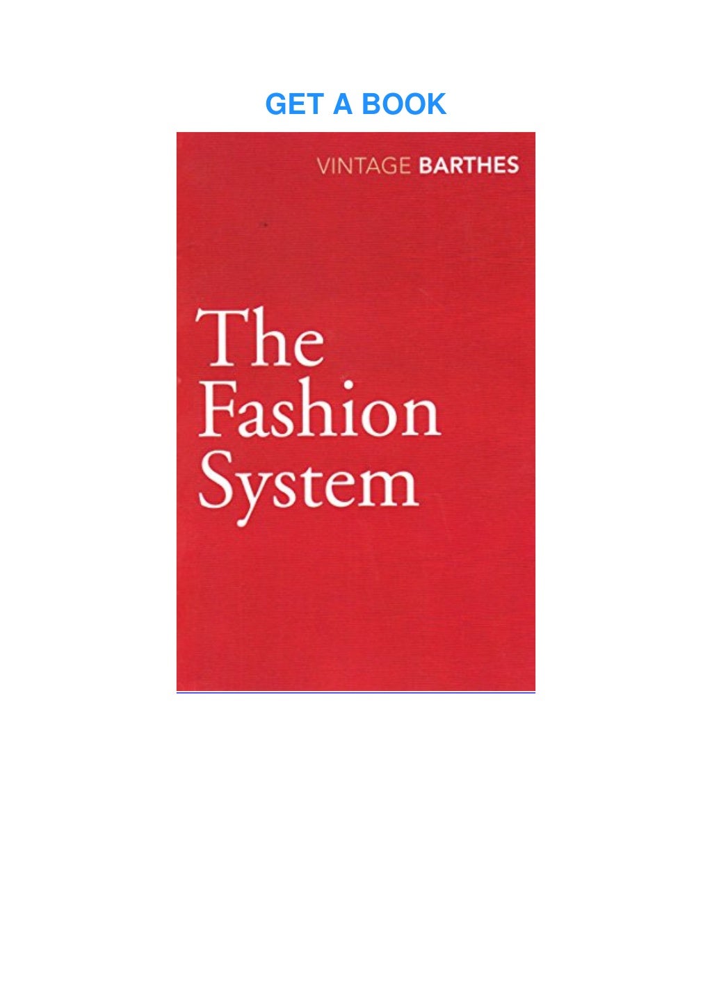 ⭐download⭐ Barthes, R: The Fashion System full