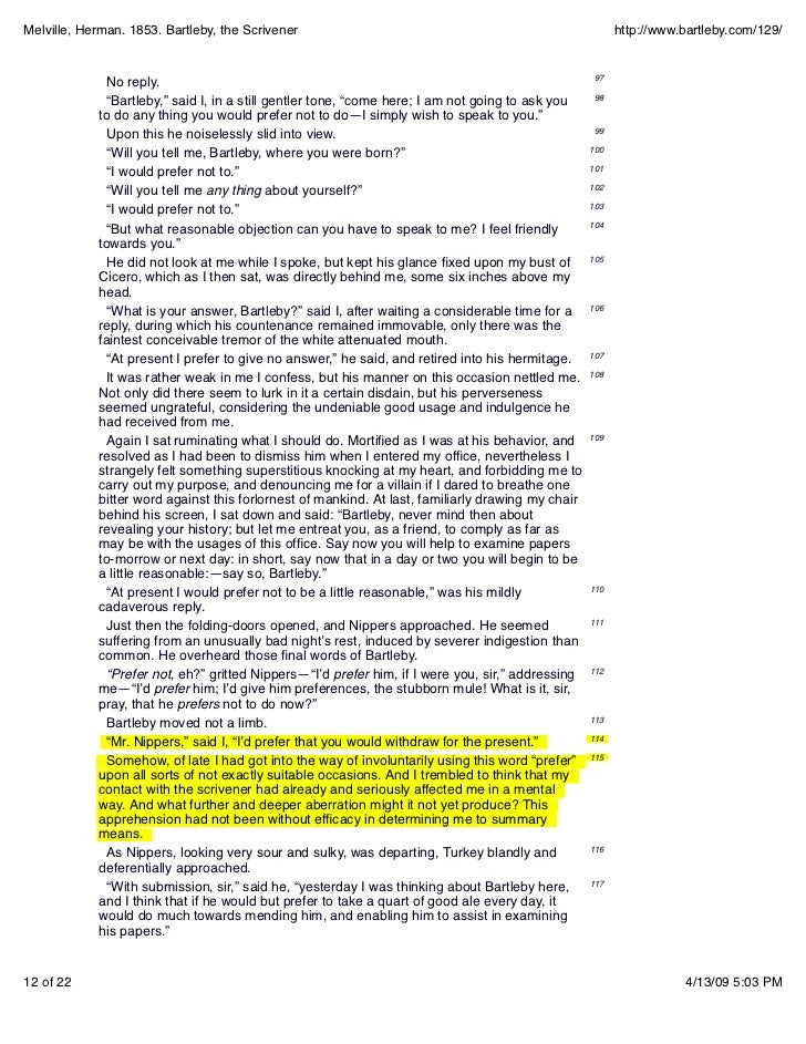 Bartleby The Scrivener