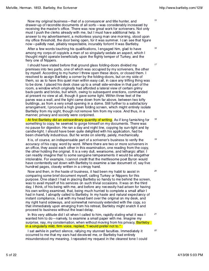 Bartleby The Scrivener