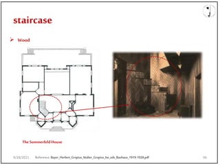 staircase
9/28/2021
 Wood
The SommerfeldHouse
Reference:Bayer_Herbert_Gropius_Walter_Gropius_Ise_eds_Bauhaus_1919-1928.pdf
9/28/2021 96
 