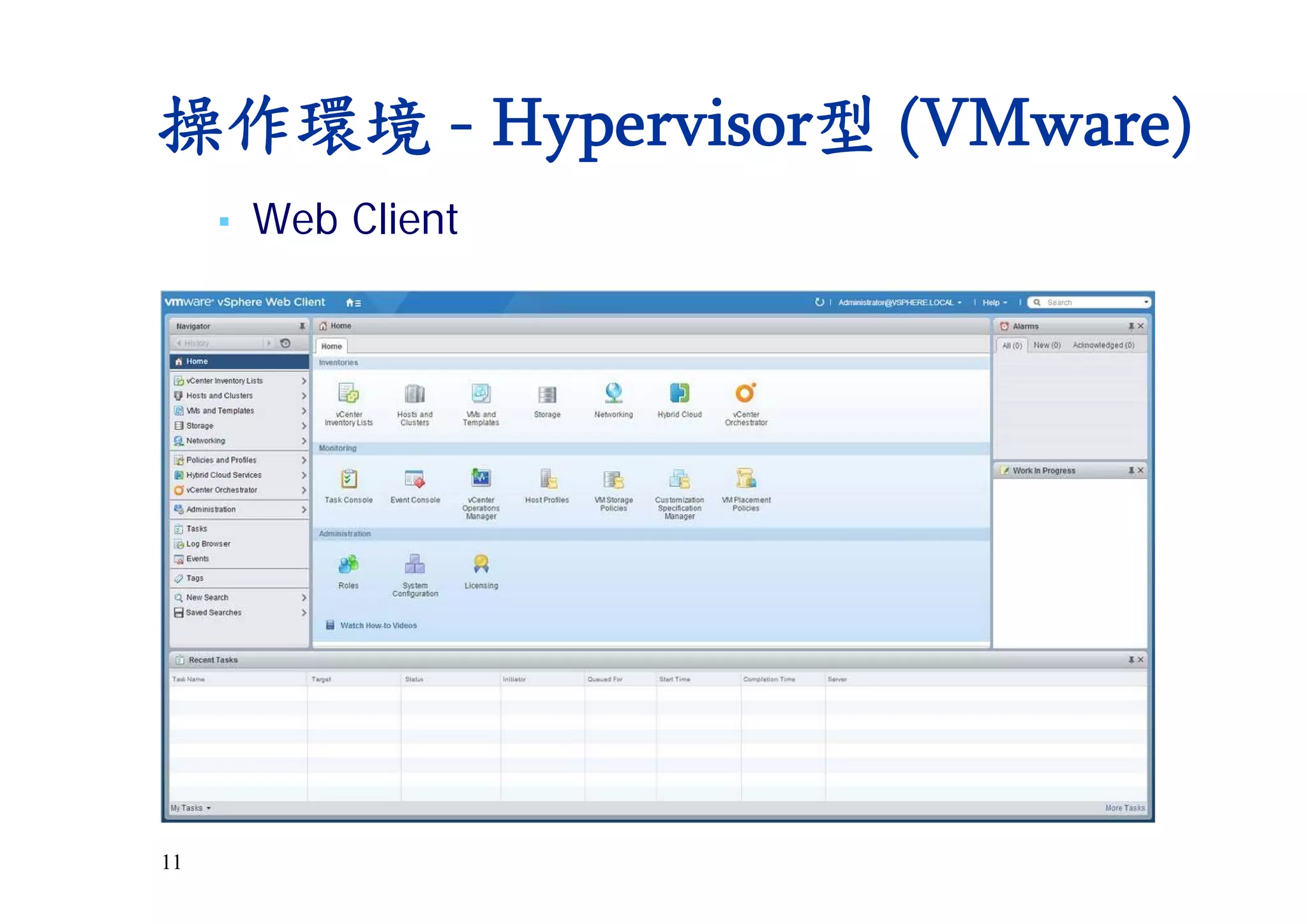 11
▪ Web Client
操作環境 - Hypervisor型 (VMware)
 