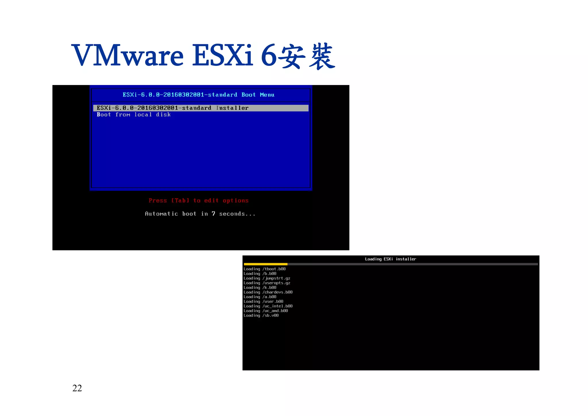 22
VMware ESXi 6安裝
 