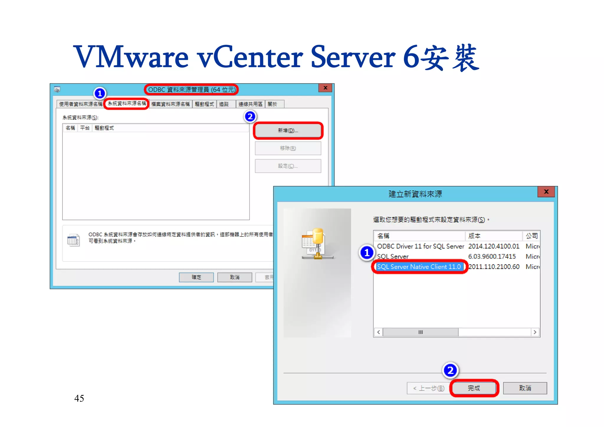 45
VMware vCenter Server 6安裝
 