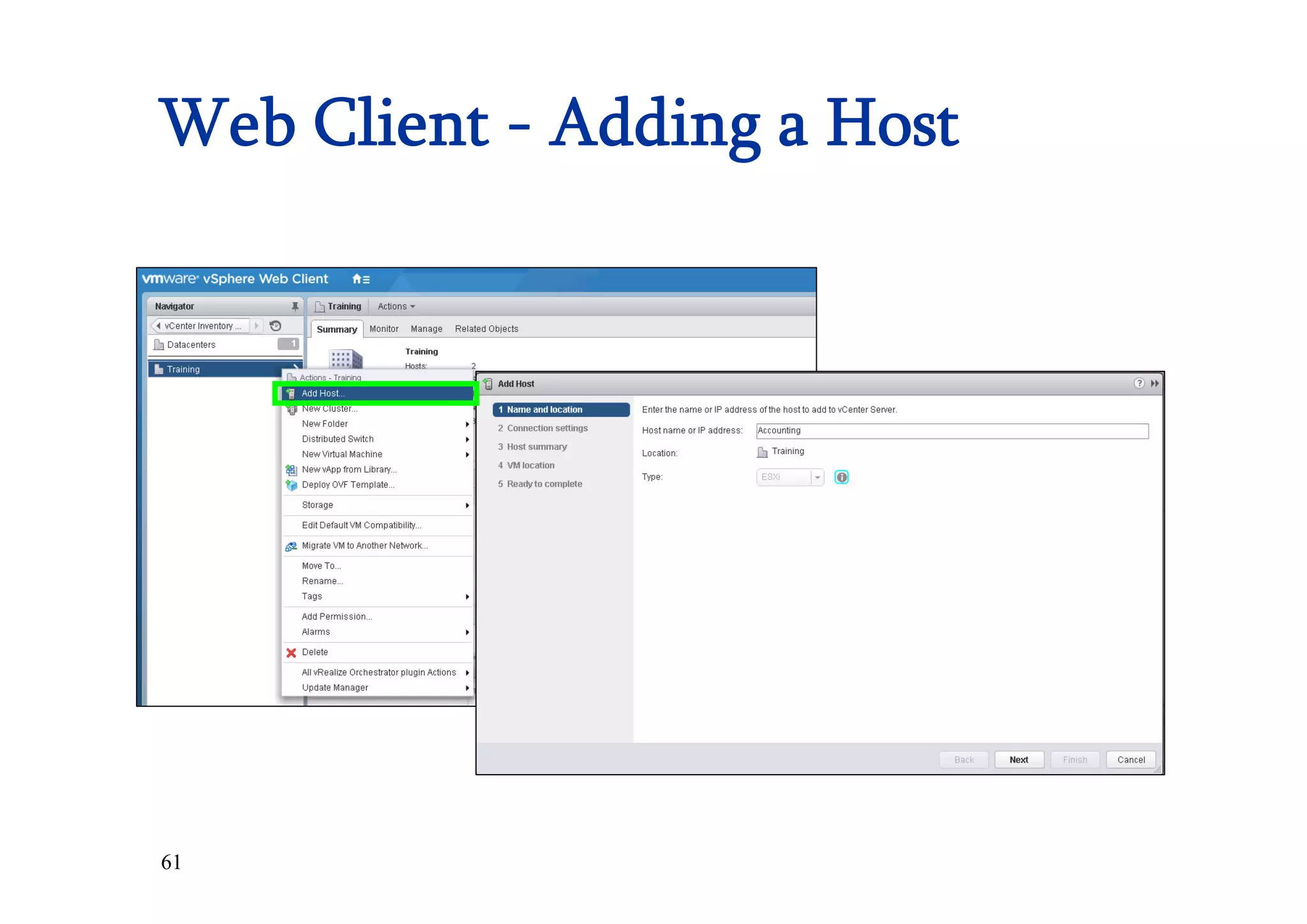 61
Web Client - Adding a Host
 