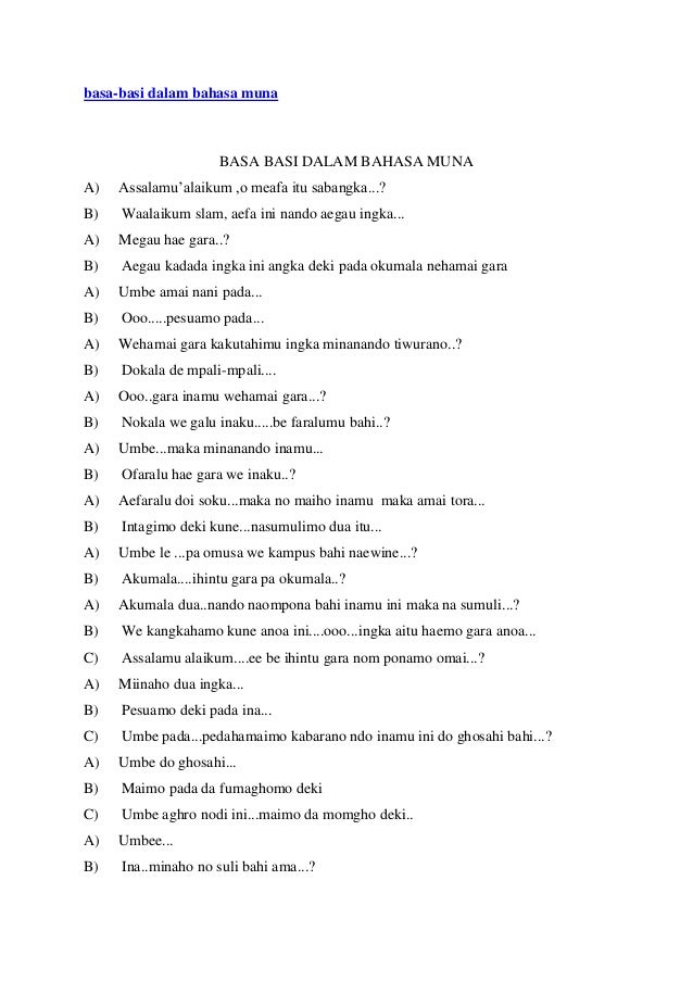 Basa basi dalam bahasa muna