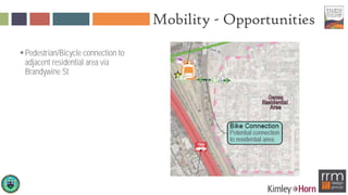 Mobility - Opportunities
Pedestrian/Bicycle connection to
adjacent residential area via
Brandywine St
 