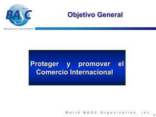 Objetivo General




Proteger y promover el
 Comercio Internacional




                            10
 