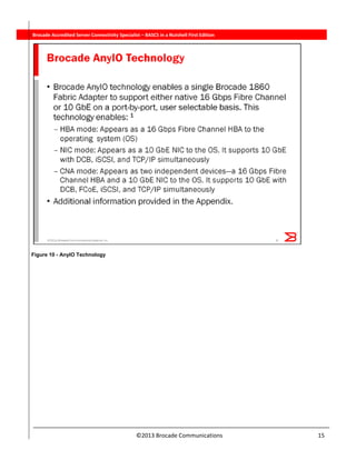  
©2013 Brocade Communications                                                                  15 
          Brocade Accredited Server Connectivity Specialist – BASCS in a Nutshell First Edition
Figure 10 - AnyIO Technology
 