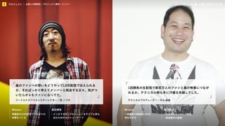 KIBO宇宙放送局
プロジェクト
2 企業との関係性／プロジェクト事例／メンバー This is 嵐 LIVE 2020.12.31
Mission 担当領域
無観客のLIVE配信でつながりの
体験をつくる
Mission 担当領域
リードエクスペリエンスディレクター / 原 ノブオ
嵐のファンへの想いをどうやってLIVE配信で伝えられる
か、そればっかり考えてメンバーと帆走する日々。気がつ
いたらオレもファンになってた。
テクニカルプロデューサー / 中山 誠基
1回勝負の生配信で数百万人のファンと嵐が無事につなが
れるか、テクニカル側も手に汗握る年越しでした。
・インタラクティブセクションをライブに持ち
込むためのセクションチーフ
一発勝負の無観客LIVEを
成功させる
・社内外のエンジニア統括
・開発要件の整理
プロジェクト
2 企業との関係性 / プロジェクト事例 / メンバー
 