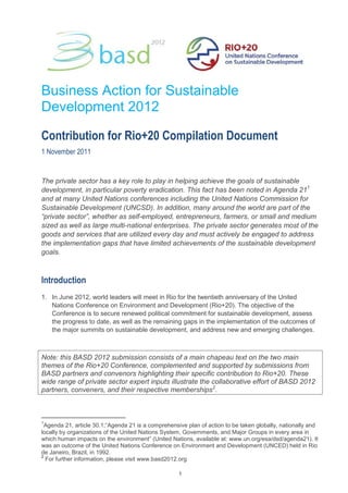 BASD Contribution to the Rio+20 Compilation Document