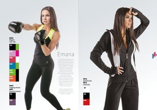 6615
Jaqueta dry
6614
Calça dry
6560
Legging emana
6561
Corsário emana
195
02
6565
Regata
new trip
235
02
236
237
238
neon
neon
216
O fio Emana® absorve o calor do
corpo humano e o devolve sob a
forma de raios de Infravermelhos
longos. Estes raios penetram na
pele e interagem com o corpo,
estimulando a microcirculação
sanguínea e o metabolismo
celular. Essa revolucionária
tecnologia promove os mais
diversos benefícios comprovados
junto à laboratórios e
universidades renomadas.
Aumenta o metabolismo celular
e a elasticidade da pele, reduz
os sinais da celulite, promove
o equilíbrio térmico, reduz a
fadiga muscular e aumenta a
performance esportiva.
Como os cristais bioativos se
encontram dentro do fio, as
propriedades de Emana®não se
perdem nas lavagens.
Emana
02
01
243
7
 