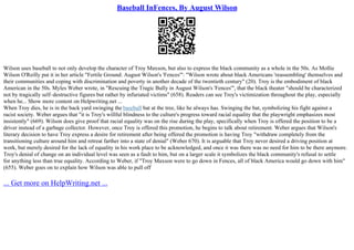 Baseball InFences, By August Wilson | PPT
