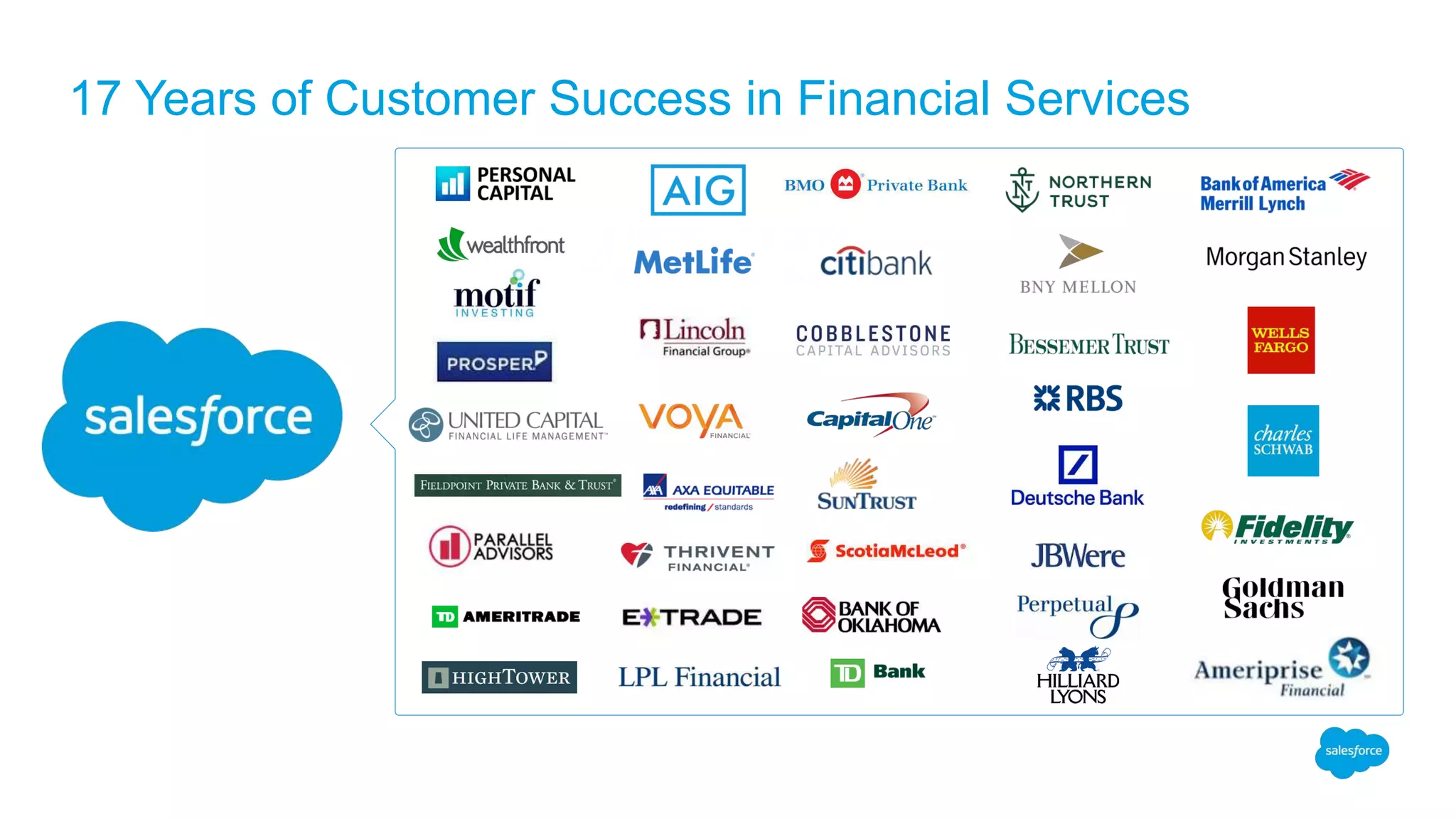 17 Years of Customer Success in Financial Services
 