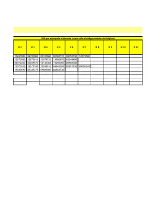 IIEE que acompaña el docente (copiar sólo el código modular de 8 dígitos)


  IE 2       IE 3       IE 4         IE 5         IE 6         IE 7         IE 8        IE 9      IE 10   IE 11


15247680   04700960   05105600   02502170     09055130 12575590
12573930   12575910   12578720   13680670     02546490
04972220   09047970   14140360   15250050     06858000
12573510   12575180   15248910   04945260     05251130 09050340
14030540   06327370   04699080   02503730
 