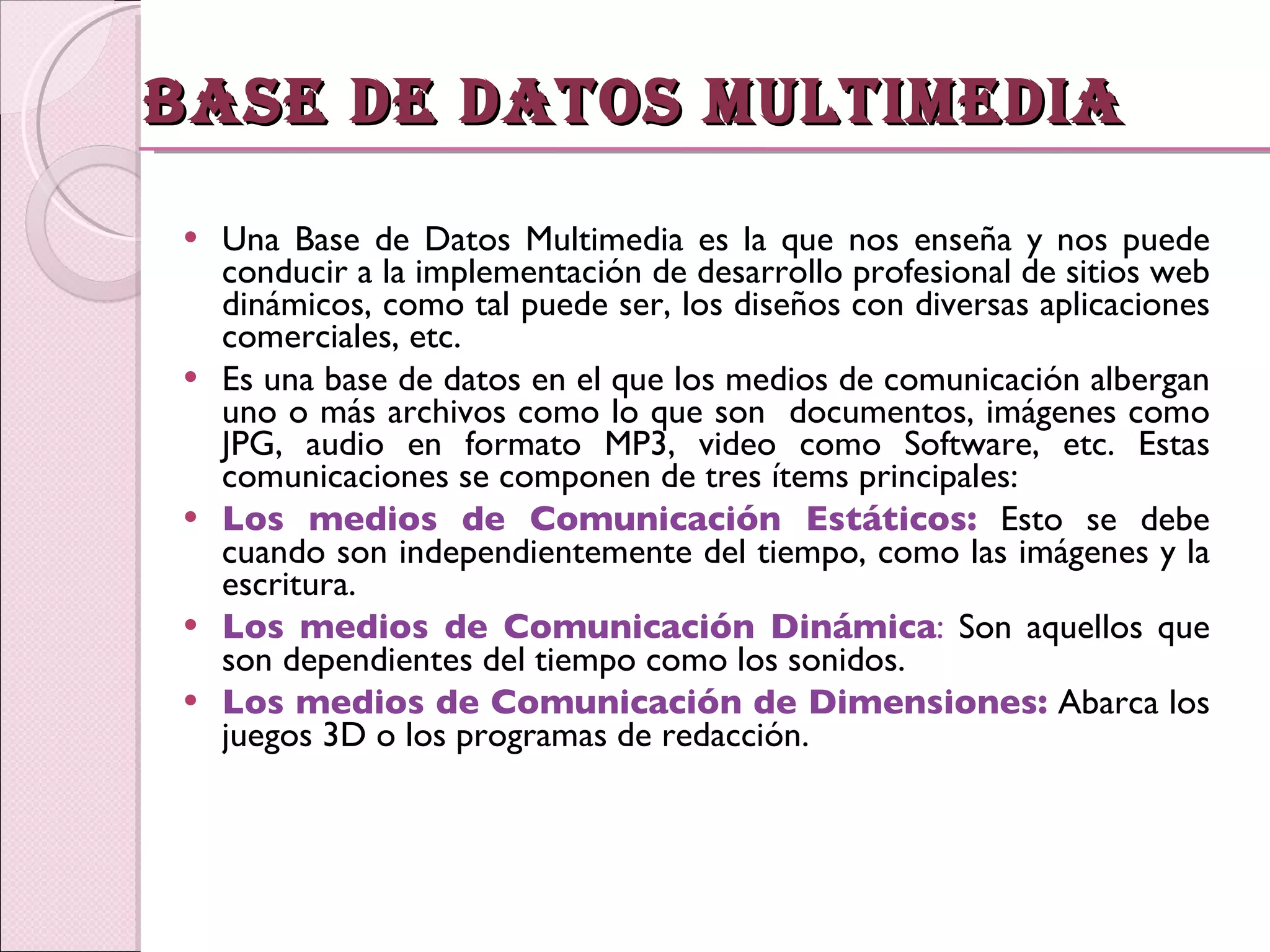 Base De Datos Multimedia | PPT