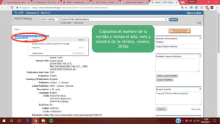 Copiamos el nombre de la
revista y vemos el año, mes y
número de la revista. (enero,
2016)
 