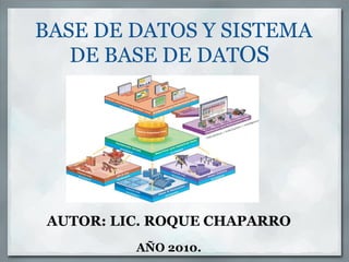   BASE DE DATOS Y SISTEMA DE BASE DE DAT OS AUTOR: LIC. ROQUE CHAPARRO   AÑO 2010. 