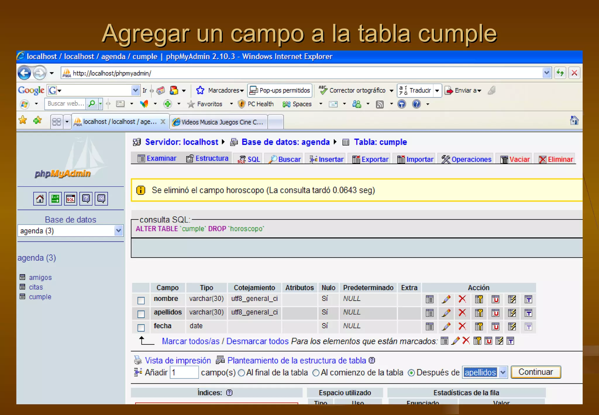 Agregar un campo a la tabla cumple
 