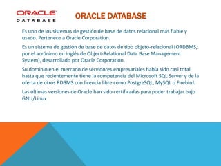 Oracle Rdbms Mythos Base de datos oracle | PPTX