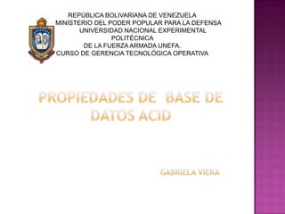 REPÚBLICA BOLIVARIANA DE VENEZUELA
MINISTERIO DEL PODER POPULAR PARA LA DEFENSA
       UNIVERSIDAD NACIONAL EXPERIMENTAL
                POLITÉCNICA
        DE LA FUERZA ARMADA UNEFA.
CURSO DE GERENCIA TECNOLÓGICA OPERATIVA
 