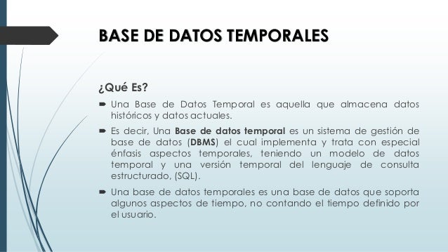 Base de datos temporales