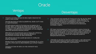 Base de datos ventajas y desventajas | PPTX