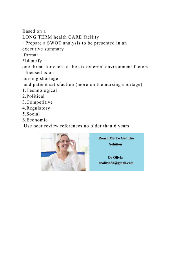 Based On A LONG TERM Health CARE Facility Prepare A SWOT Analys docx based-on-a-long-term-health-care-facility-prepare-a-swot-analys-docx
