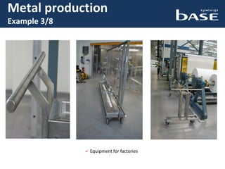  Equipment for factories
Metal production
Example 3/8
 