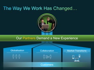 © 2010 Cisco and/or its affiliates. All rights reserved. Cisco Confidential 5
Our Partners Demand a New Experience
CollaborationGlobalisation Market Transitions
Customers
 