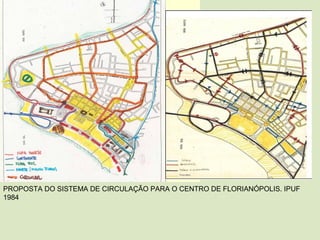 PROPOSTA DO SISTEMA DE CIRCULAÇÃO PARA O CENTRO DE FLORIANÓPOLIS. IPUF
1984
 