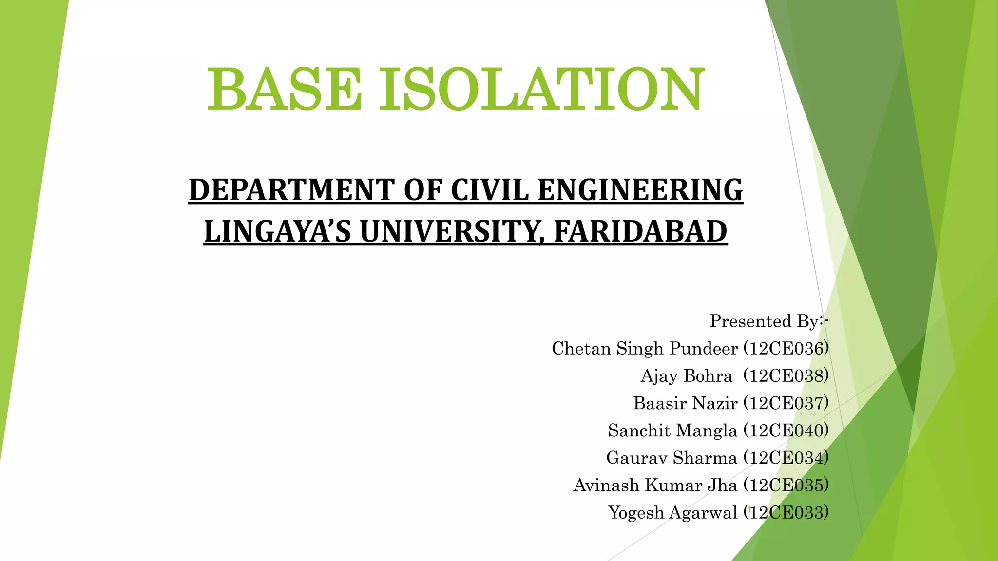 Base isolation case study PDF PPT