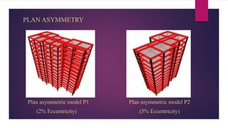 PLAN ASYMMETRY
Plan asymmetric model P1 Plan asymmetric model P2
(2% Eccentricity) (5% Eccentricity)
 