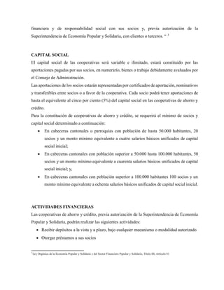 BASE LEGAL DE UNA COOPERATIVA DE AHORRO Y CRÉDITO EN EL ECUADOR | PDF