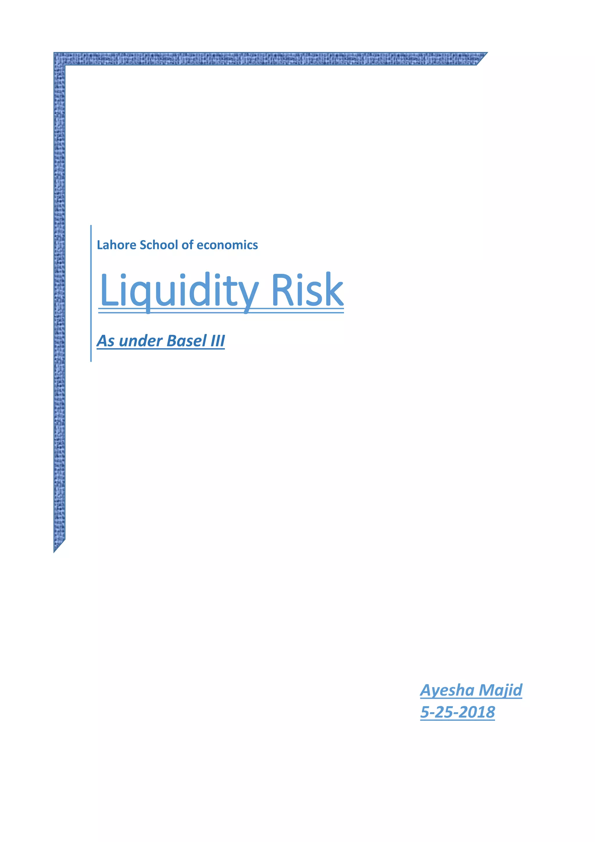 Liquidity Risk as under Basel III | PDF