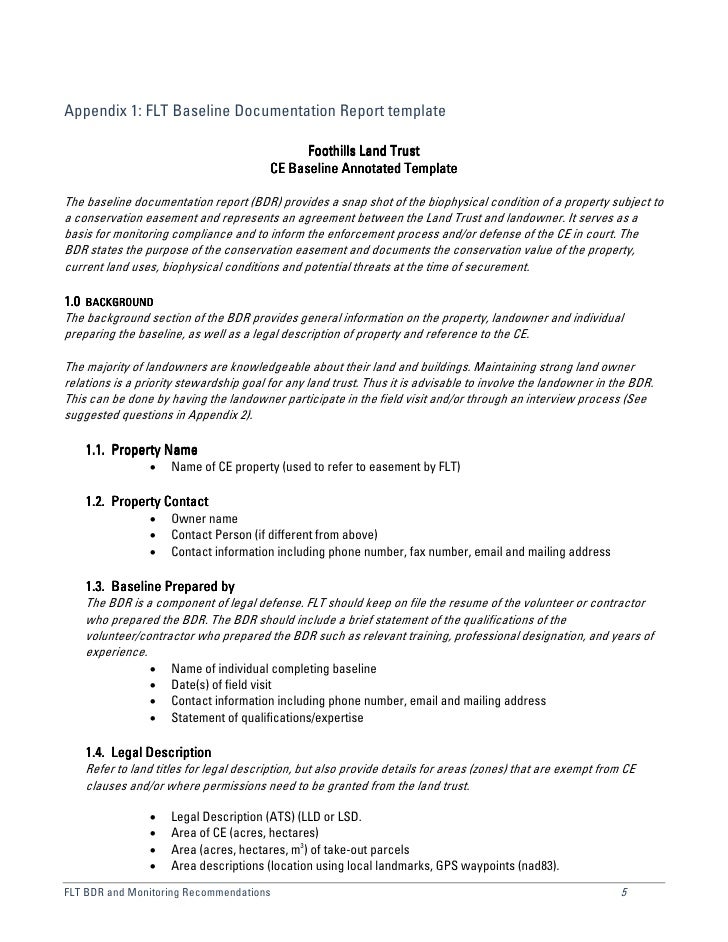 baseline report template baseline documentation foothills land trust 5 of 5 baseline report template baseline documentation foothills land trust 5 of 5