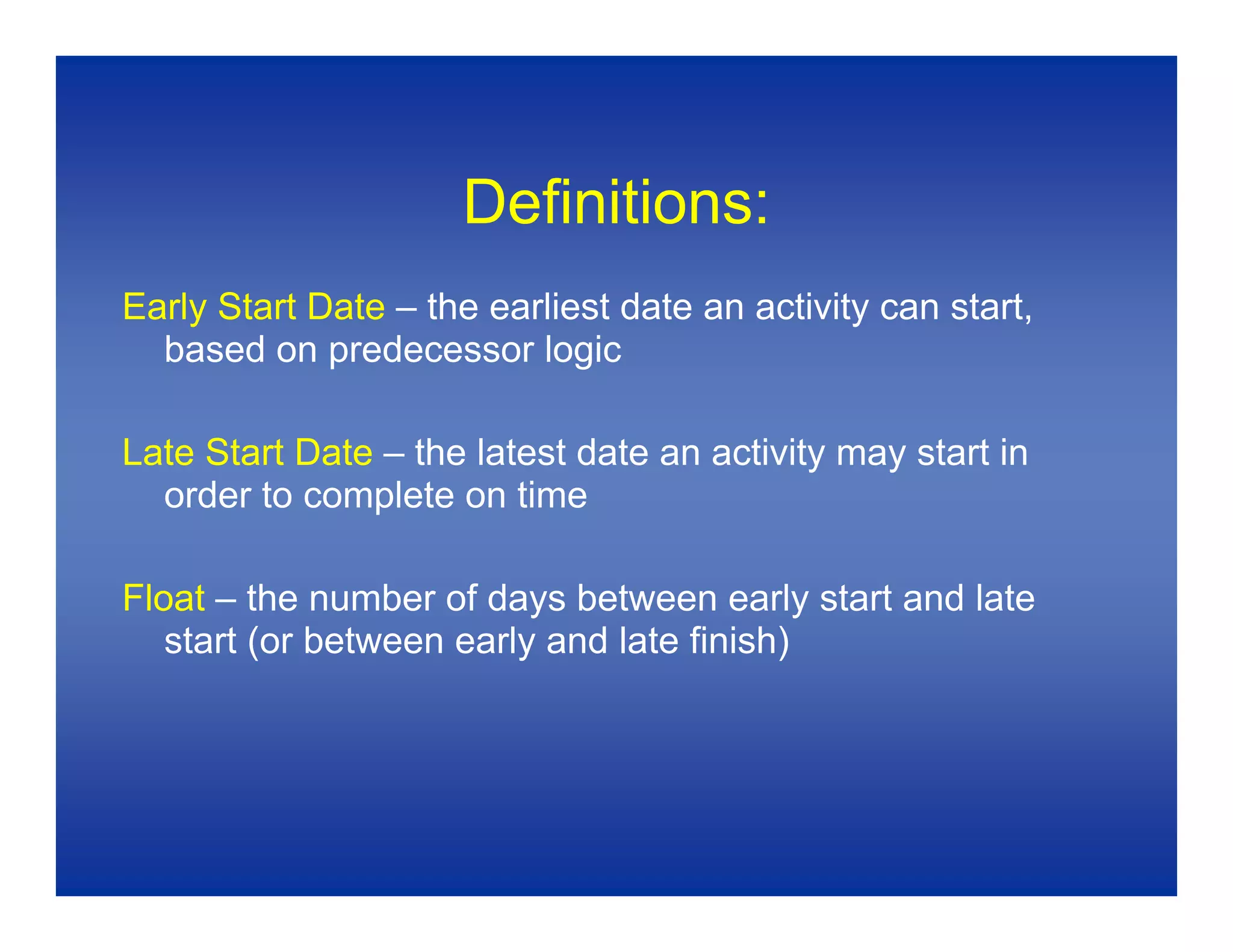 Baseline Schedules 1
